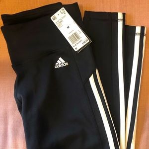 NWT ADIDAS Women Black White 3 Side Stripes W 3S 7/8 Tight DU1880 Size Medium